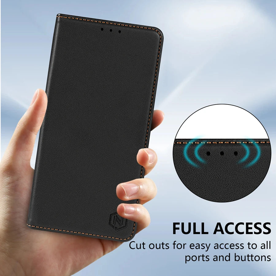 Samsung Galaxy Magnetic Flip Wallet Case with Card Slot & Kickstand