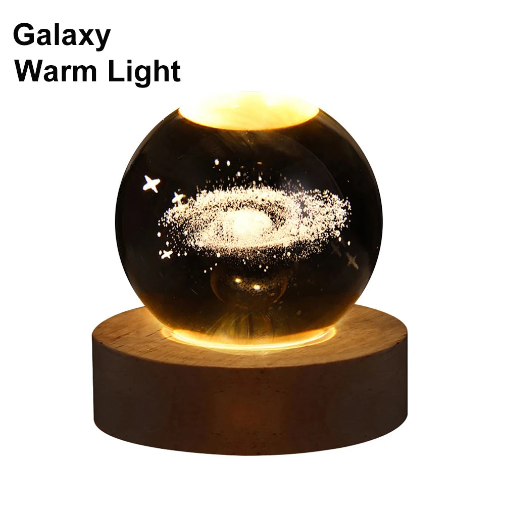 6cm RGB Cosmos Crystal Ball Night Light with USB Plug