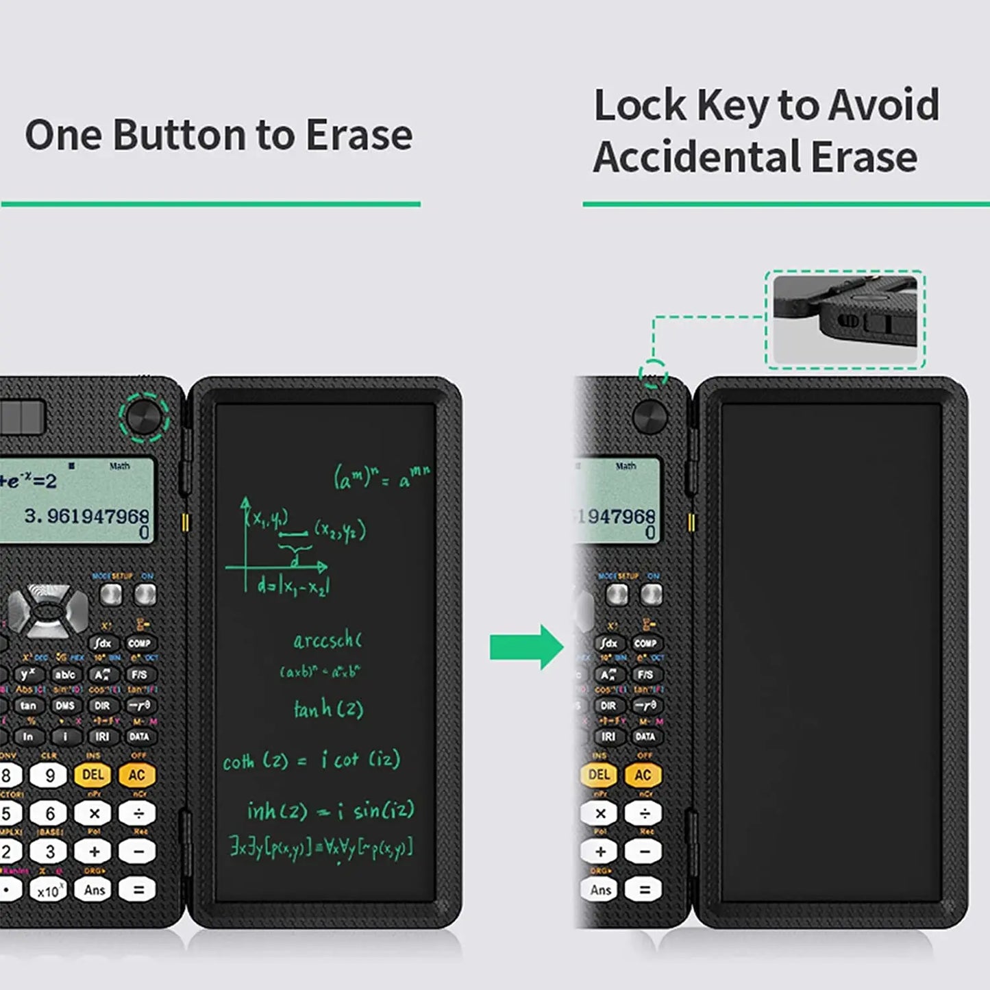Solar Scientific Calculator with LCD Notepad and 417 Functions for Students