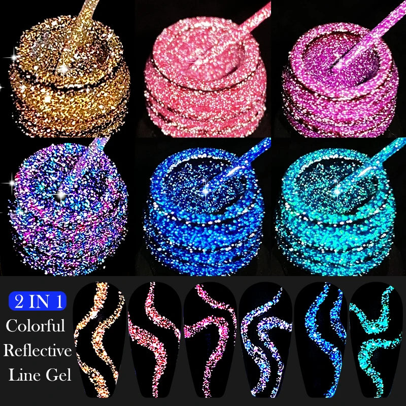LILYCUTE 5ml Reflective Glitter Nail Liner Gel - Sparkle Art Polish