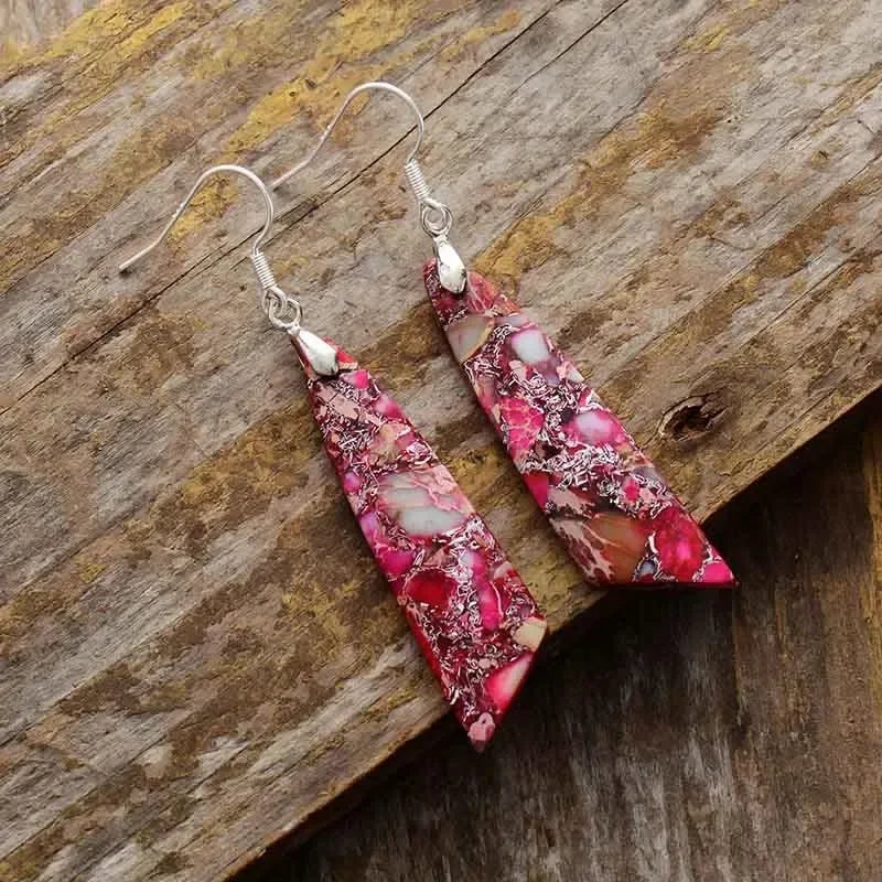 Bohemian Natural Stone Geometric Drop Earrings