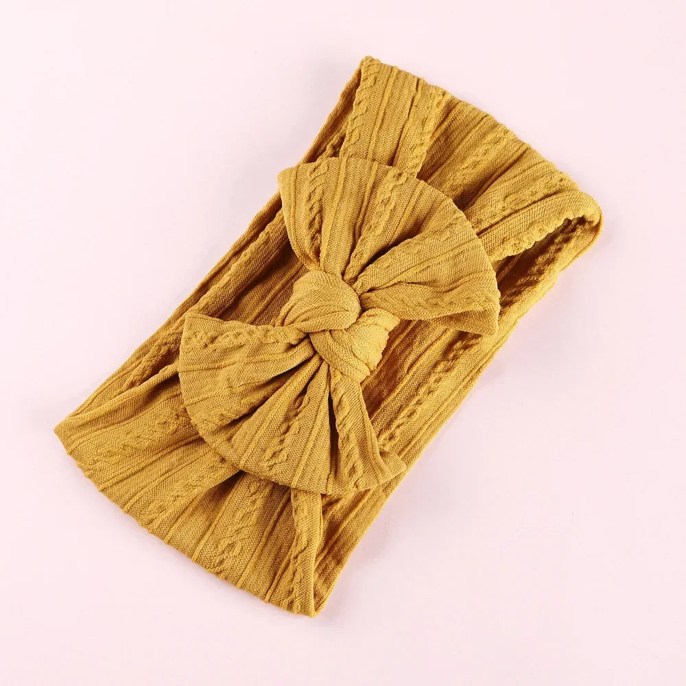 Elastic Jacquard Bow Headband for Newborn Baby Girls