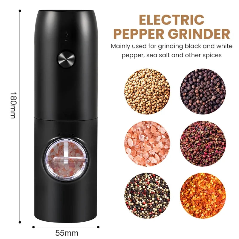 Rechargeable Stainless Steel Electric Salt and Pepper Grinder Set