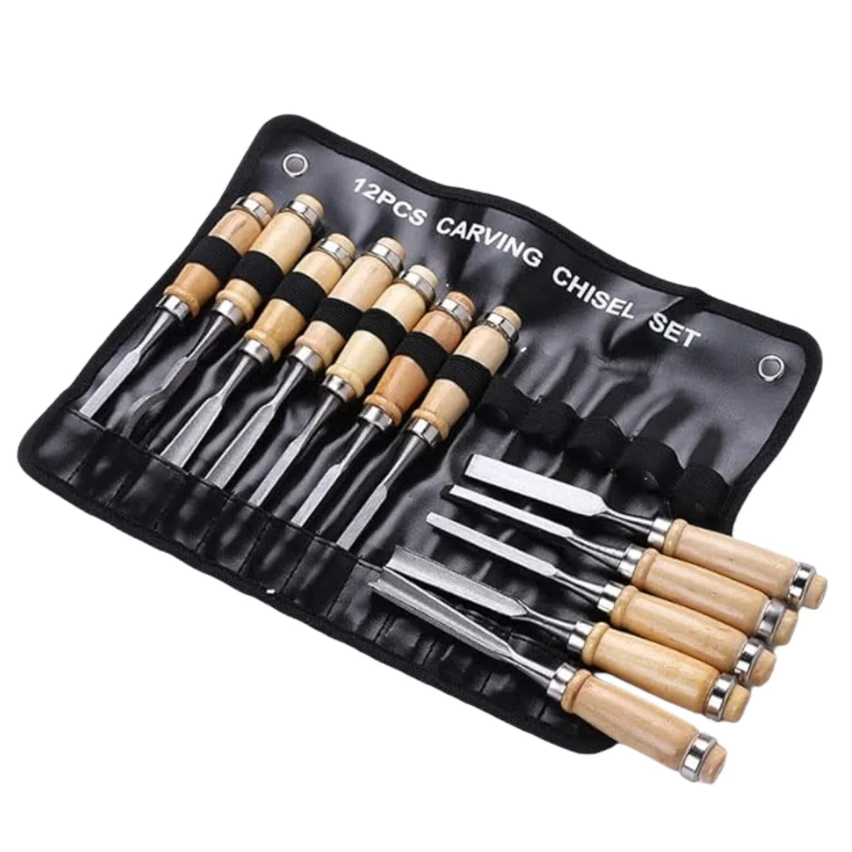 12-Piece Wood Carving Chisel Set - Gouge Knife Kit with Pouch