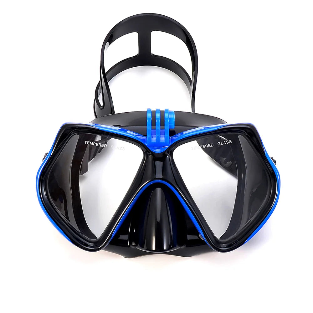 Tempered Glass Diving Mask with Dry Snorkel Tube & Camera Mount