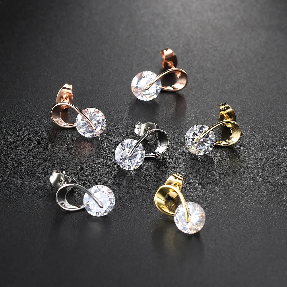 Cubic Zirconia Geometric Stud Earrings