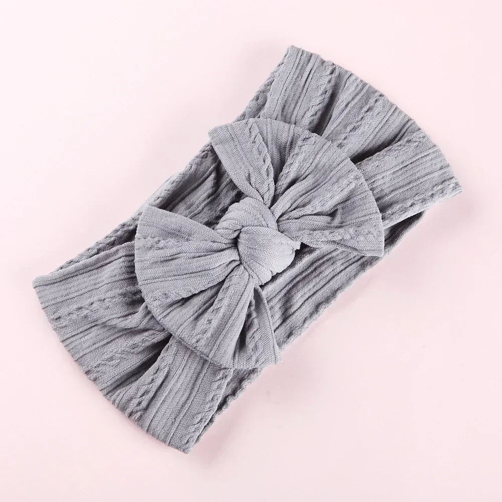 Elastic Jacquard Bow Headband for Newborn Baby Girls
