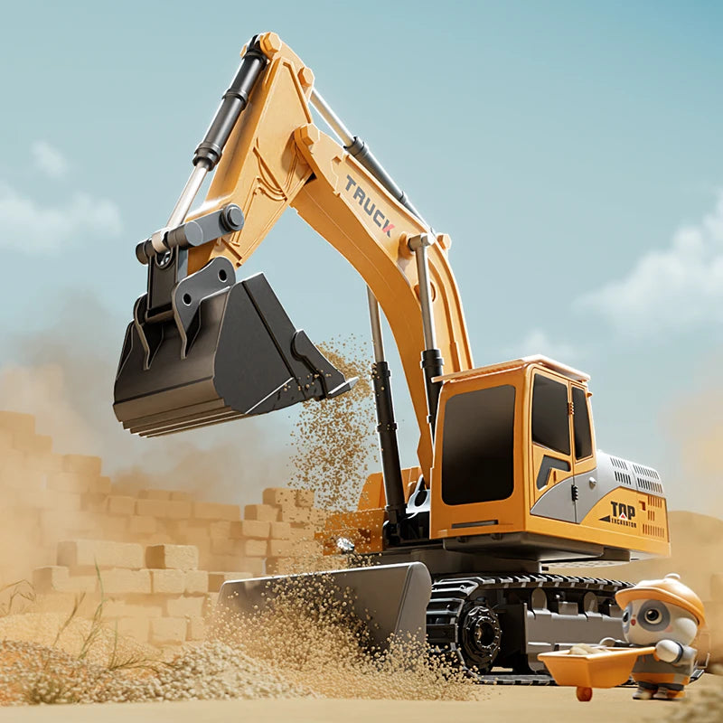 Alloy Remote Control Excavator Toy - Lights & Sound Vehicle