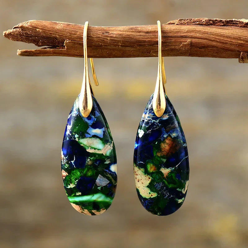 Bohemian Natural Stone Geometric Drop Earrings