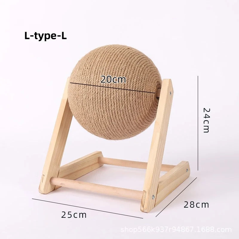 Sisal Cat Scratching Ball Toy with Wooden Board for Paw Grinding