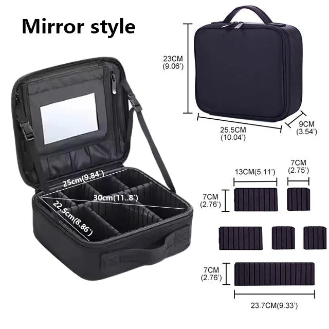 Waterproof Travel Makeup Case - Professional Cosmetic Organizer Bag