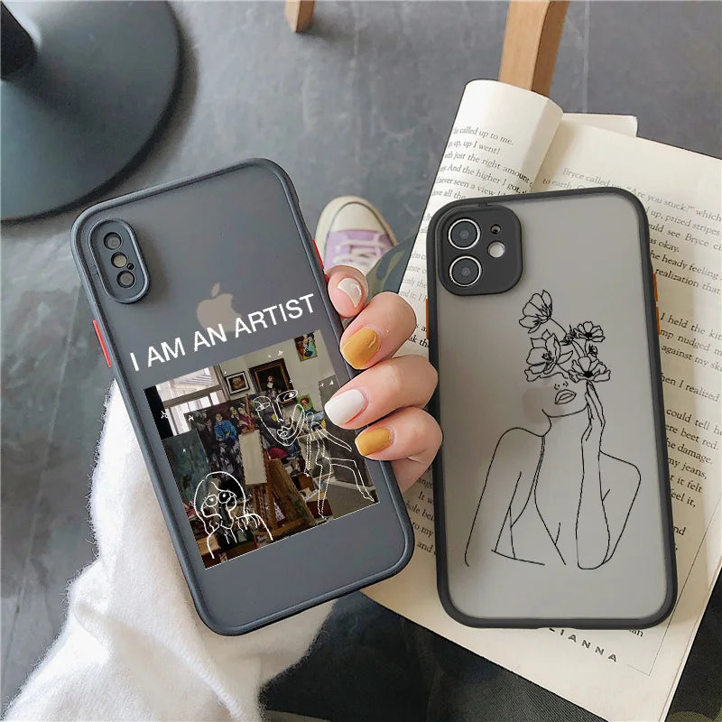 Retro Abstract Geometry Shockproof Phone Case for iPhone Models