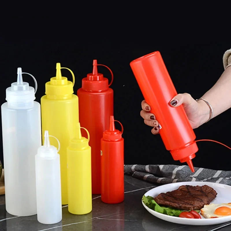 Large Squeeze Condiment Bottle with Nozzle for Sauces and Oils