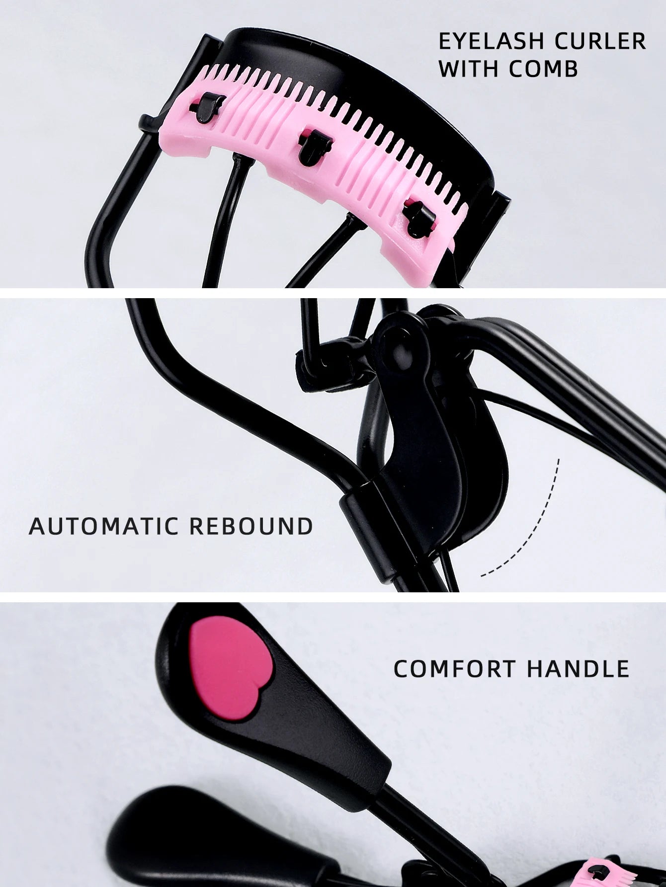 Stainless Steel Eyelash Curler with Comb - Gentle Lift Lash Shaper