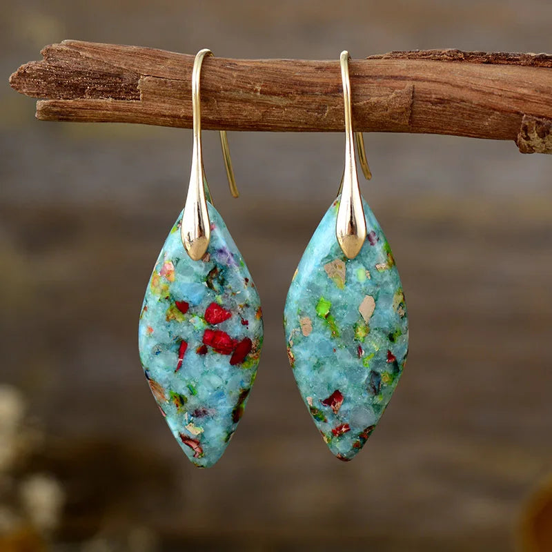 Bohemian Natural Stone Geometric Drop Earrings