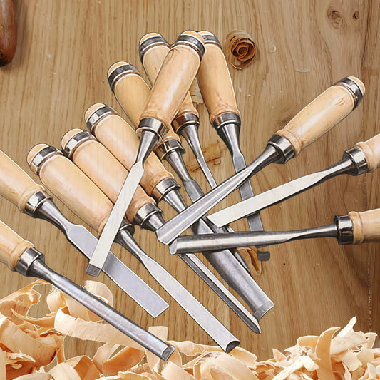 12-Piece Wood Carving Chisel Set - Gouge Knife Kit with Pouch