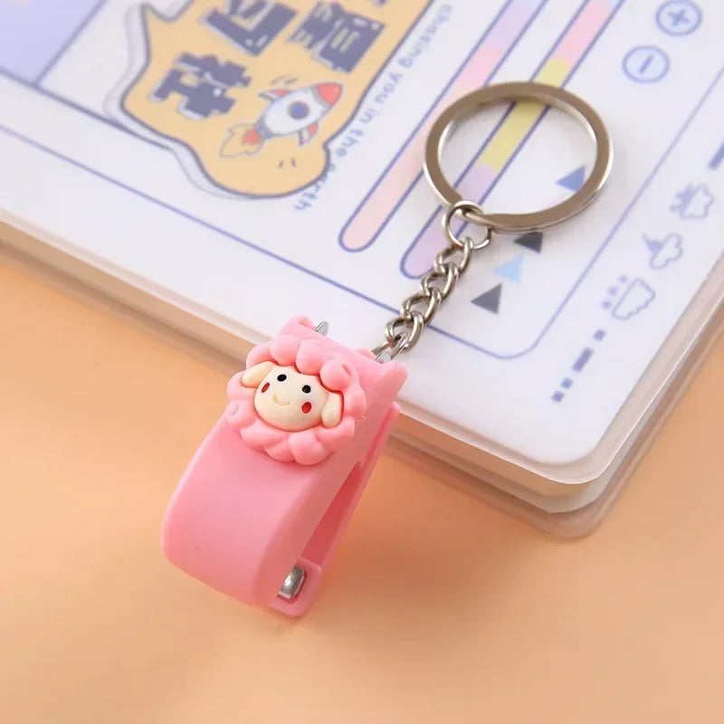 Kawaii Cartoon Mini Stapler Keychain with No. 10 Staple Support