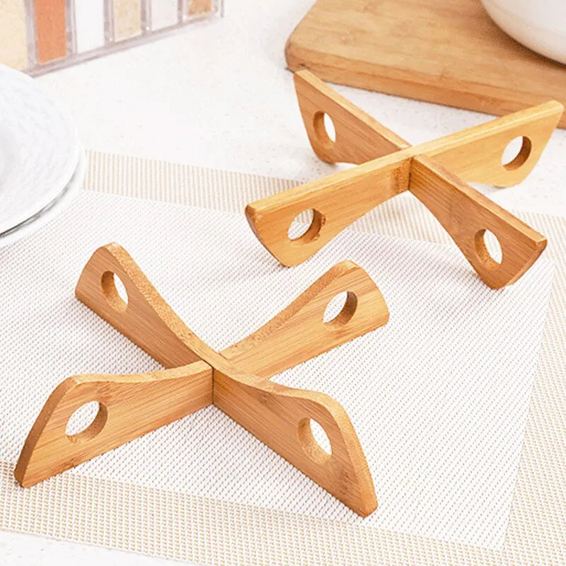 Removable Wooden Cross Trivet and Anti-Heat Table Mat