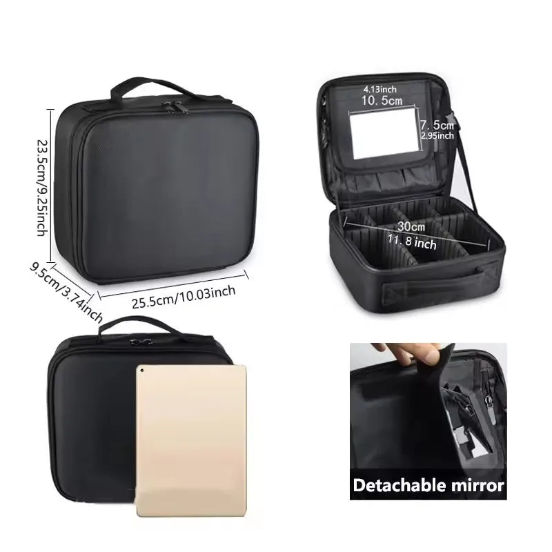 Waterproof Travel Makeup Case - Professional Cosmetic Organizer Bag