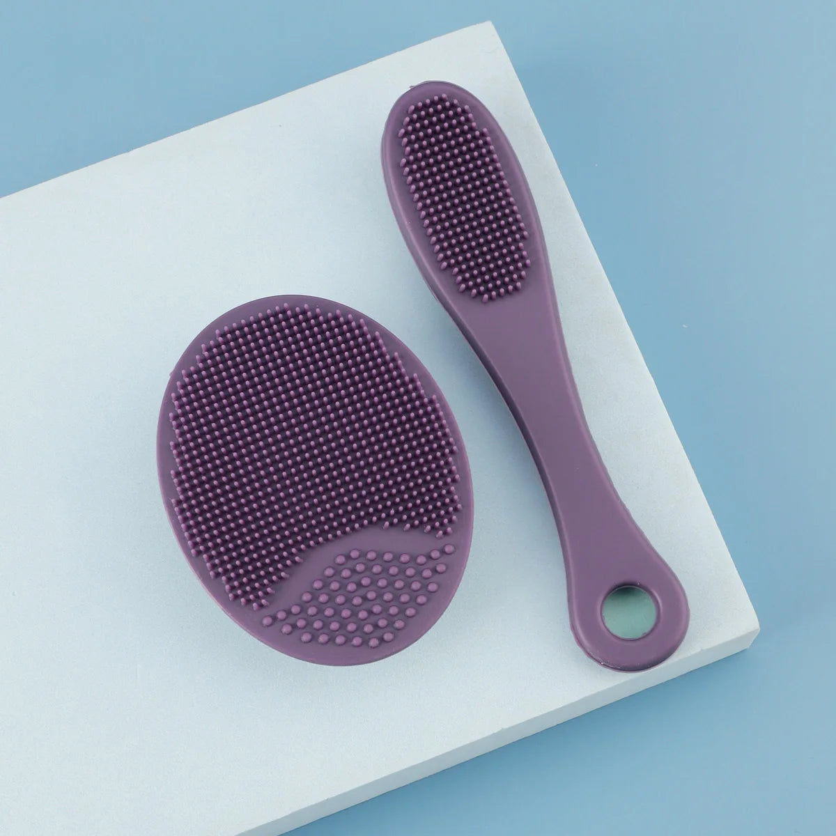 2-Piece Silicone Facial Cleansing Brush Set - Blackhead Removal Tool