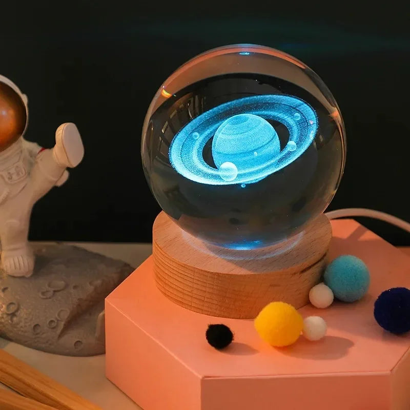 6cm RGB Cosmos Crystal Ball Night Light with USB Plug