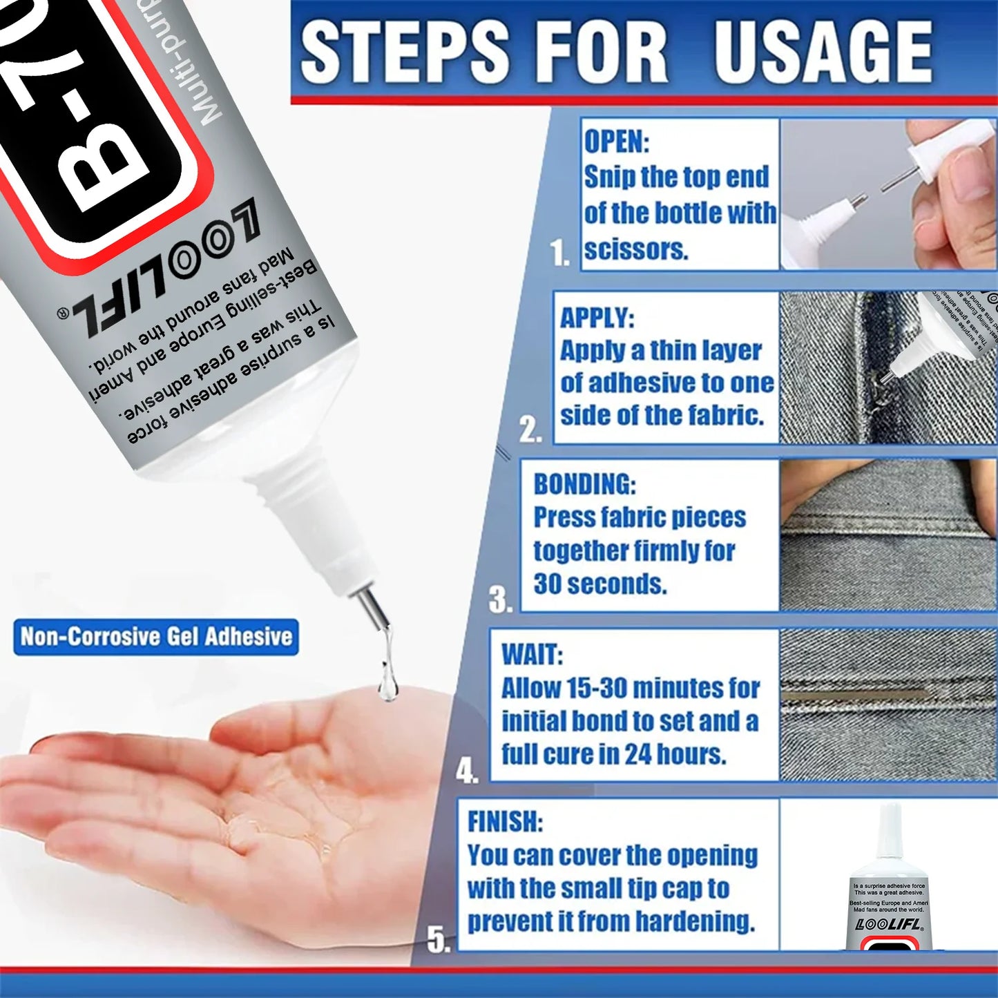 Quick-Drying Waterproof Fabric Repair Glue