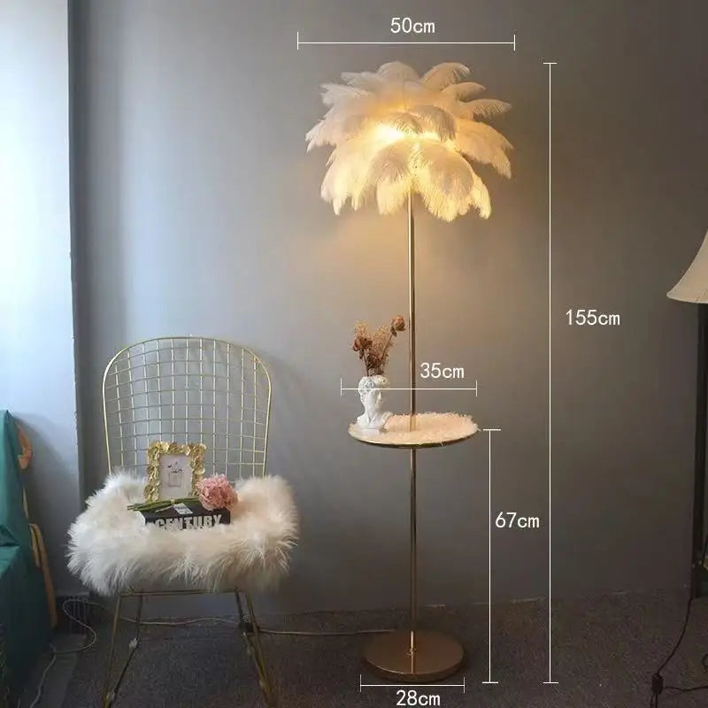 Nordic Ostrich Feather LED Floor Lamp with E27 Base