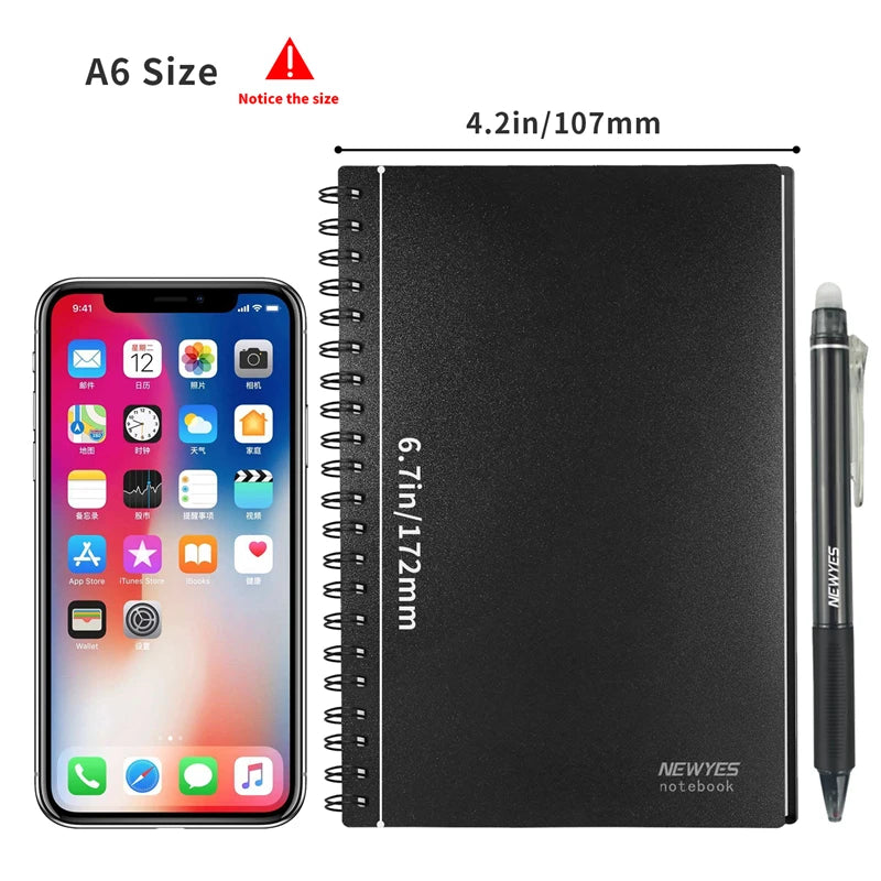 A6 Reusable Smart Notebook with Erasable Stone Paper and Pen