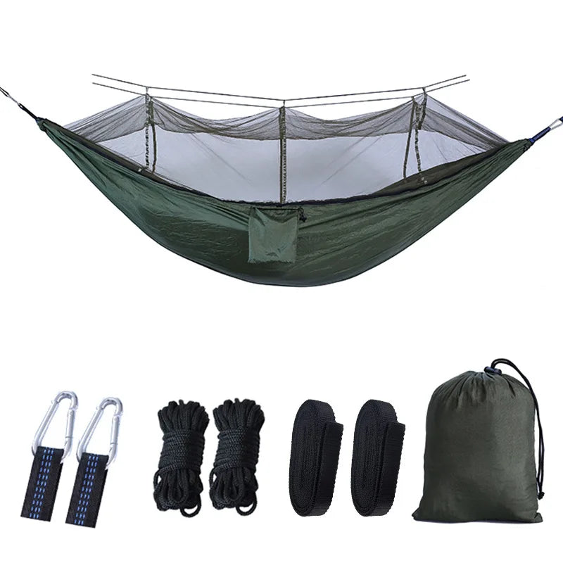 Portable Camping Hammock with Mosquito Net and 210T Nylon Fabric