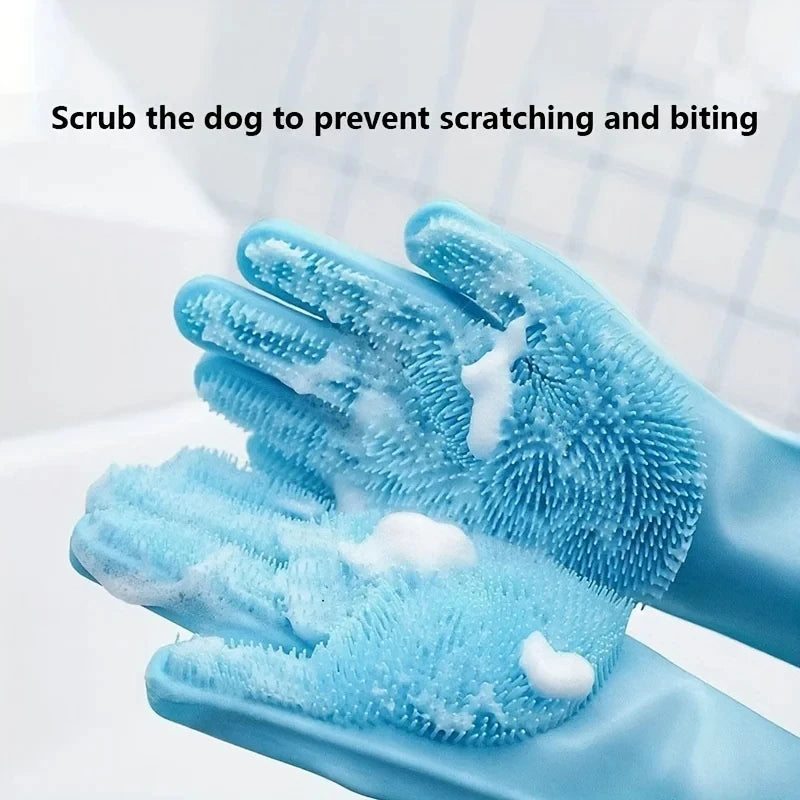 Rubber Pet Grooming Cleaning Glove for Dog & Cat Bathing