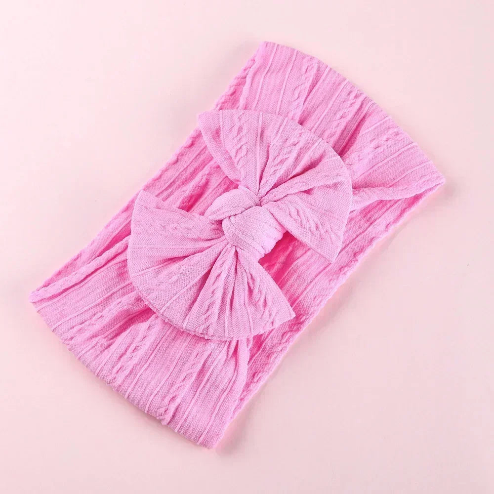 Elastic Jacquard Bow Headband for Newborn Baby Girls