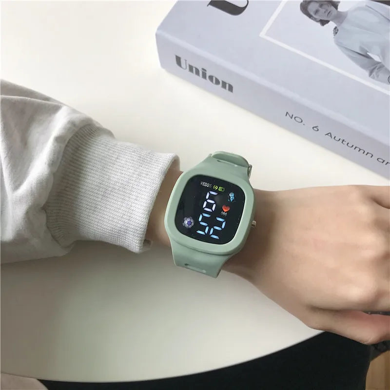 LED Digital Sports Watch with Square Dial and Waterproof Silicone Strap