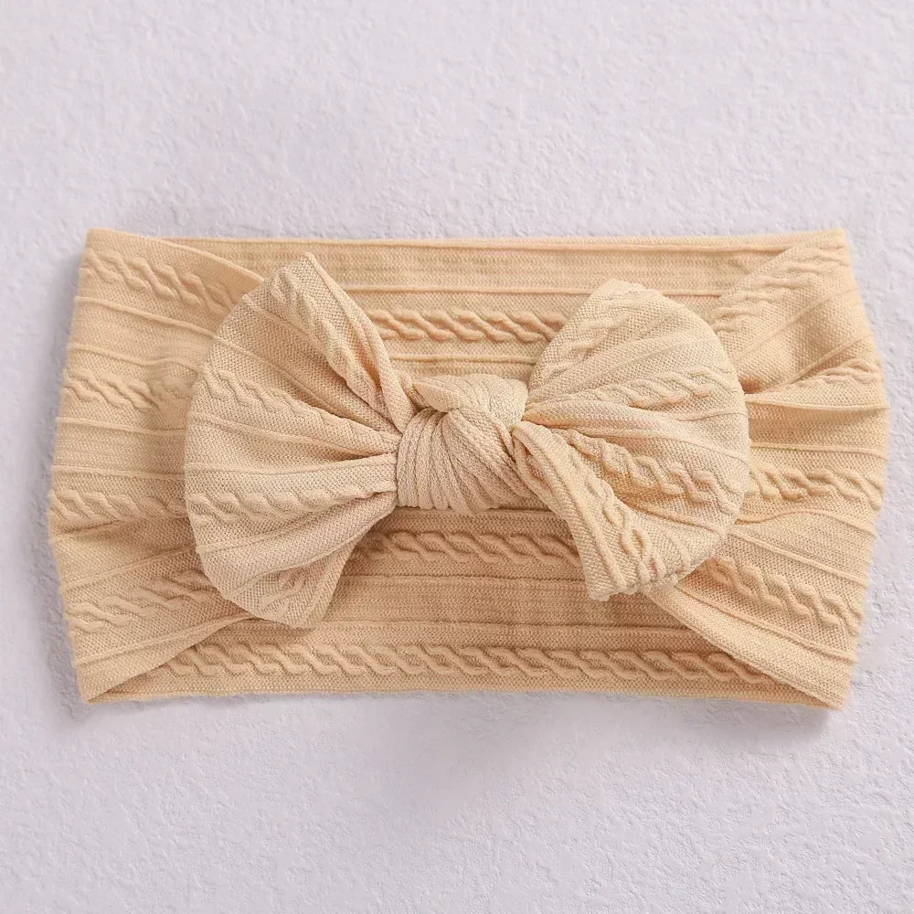 Elastic Jacquard Bow Headband for Newborn Baby Girls