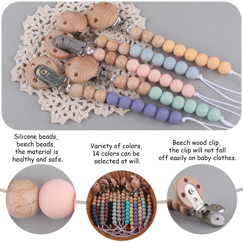 Silicone Bead Pacifier Clip Anti-Drop Chain