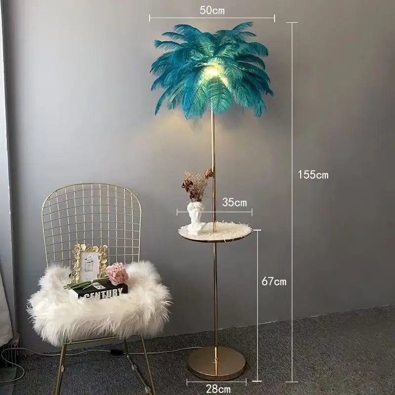 Nordic Ostrich Feather LED Floor Lamp with E27 Base