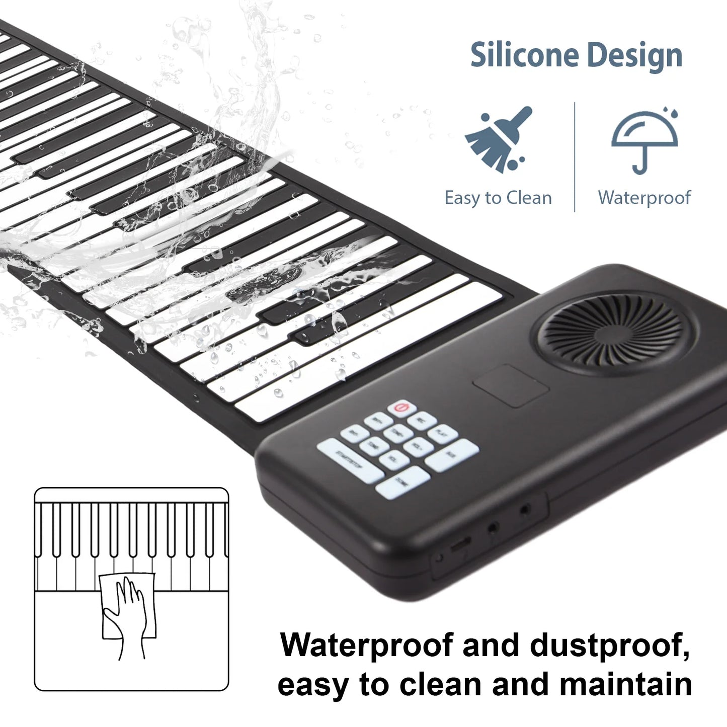 88-Key Roll-Up Silicone Electronic Piano for Portable Home Practice