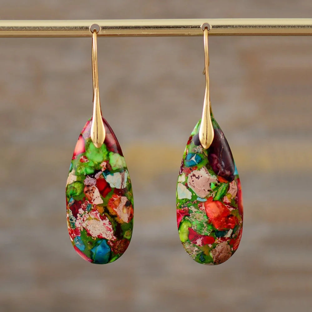 Bohemian Natural Stone Geometric Drop Earrings