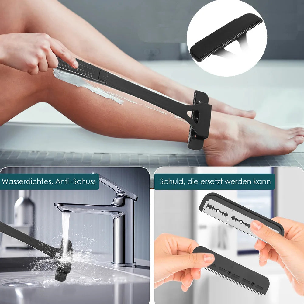 Men Long Handle Foldable Back and Body Shaver with 5 Replacement Blades