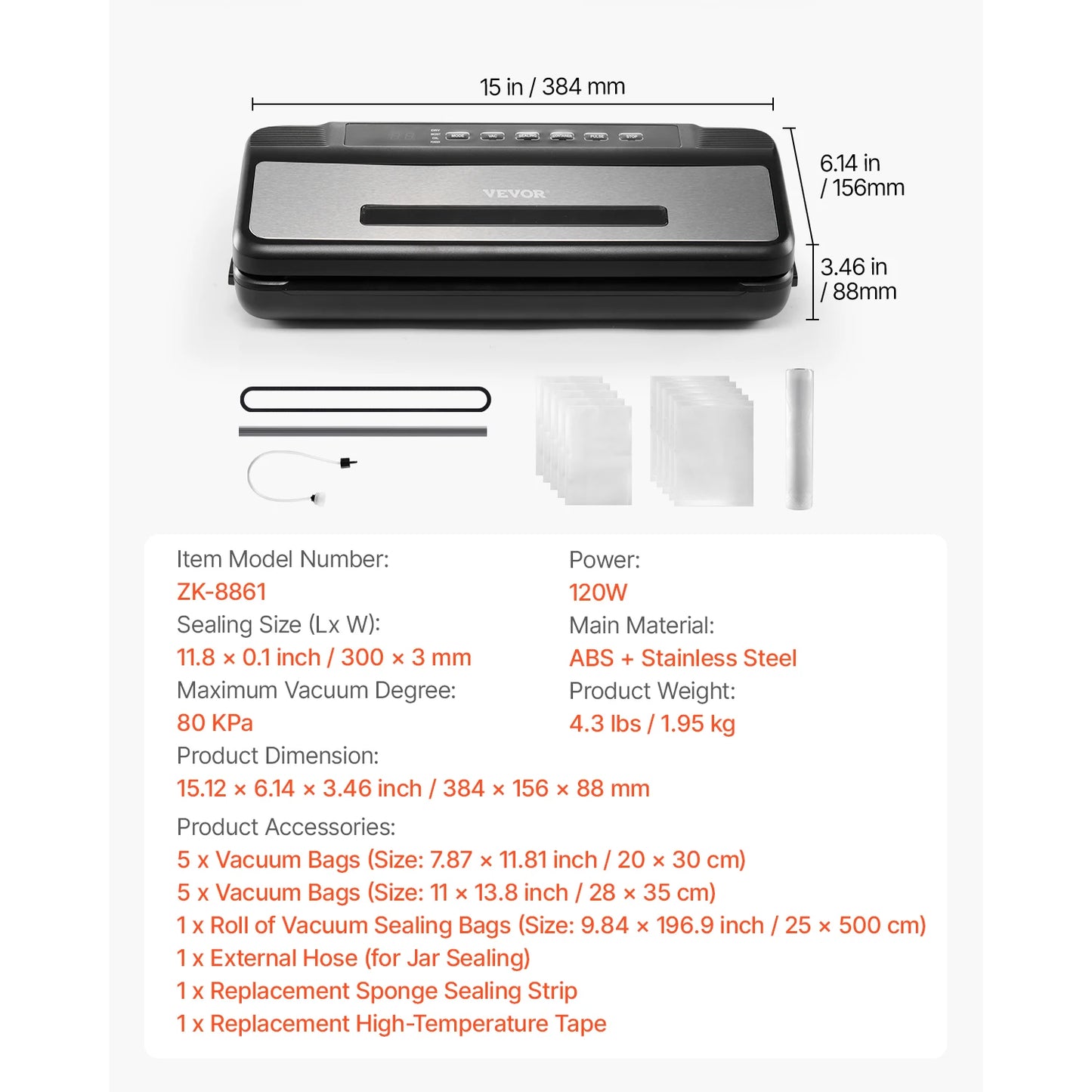 SucceBuy 80Kpa 120W Electric Vacuum Sealer with 10 Bags