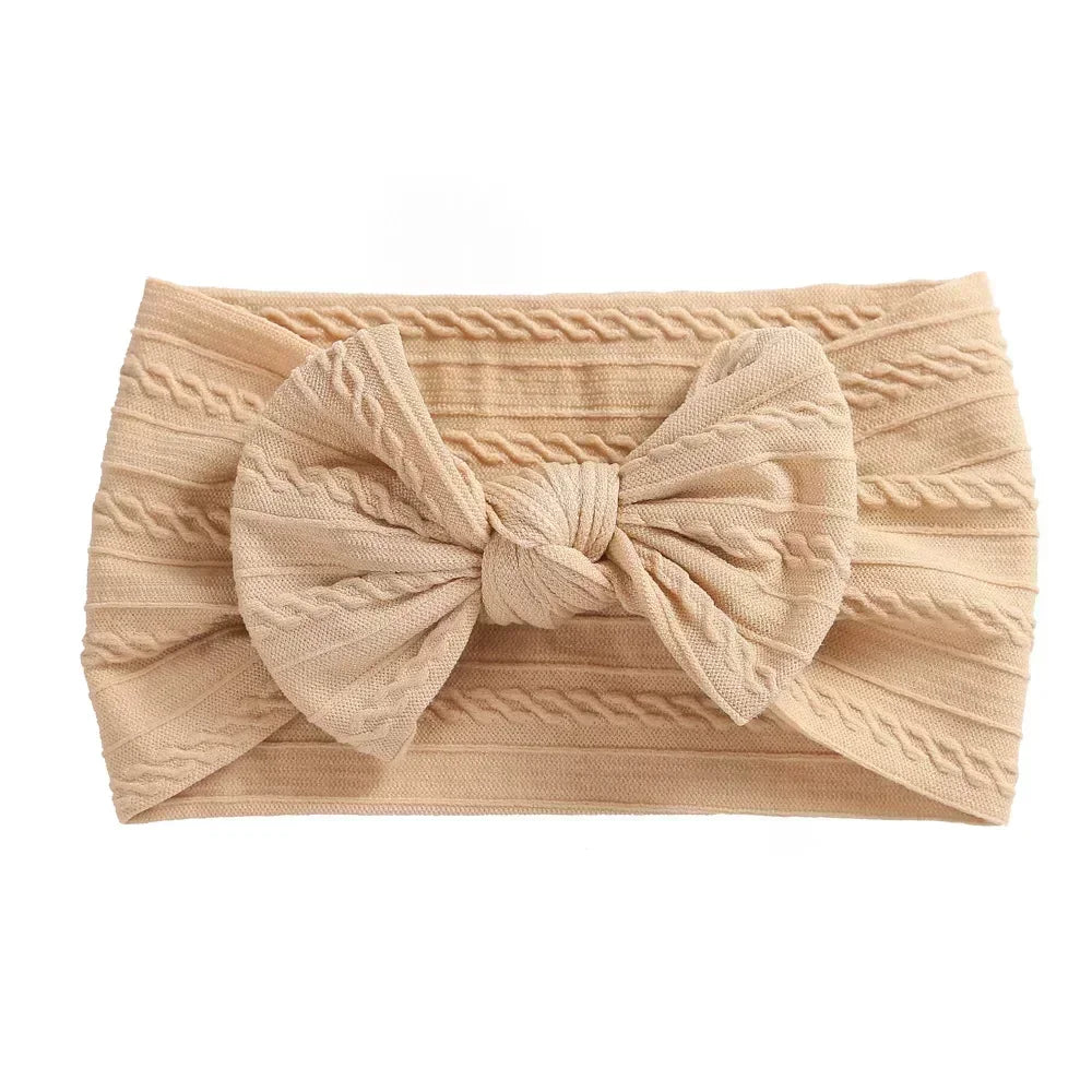 Elastic Jacquard Bow Headband for Newborn Baby Girls