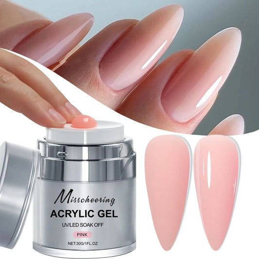 UV LED Poly Nail Gel Builder Set - Nude Pink Clear Extension Jars