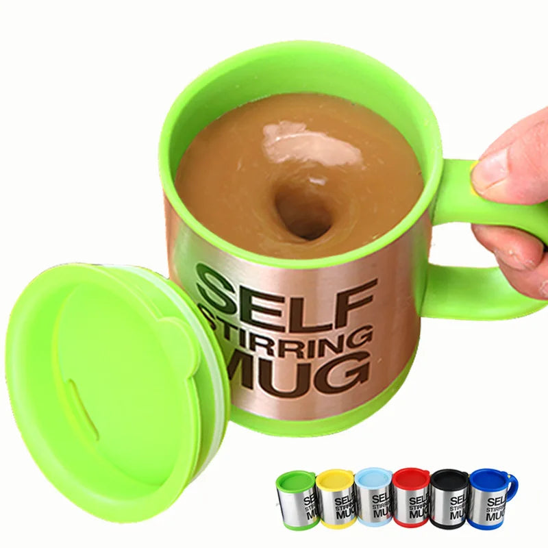 Self-Stirring Stainless Steel Coffee Mug with Color Options