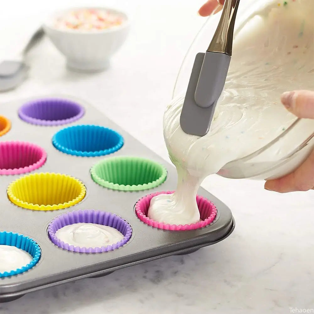 12-Piece Reusable Silicone Cupcake Mold Set for Muffins and Desserts