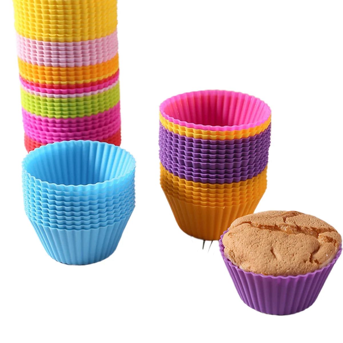 12-Piece Reusable Silicone Cupcake Mold Set for Muffins and Desserts