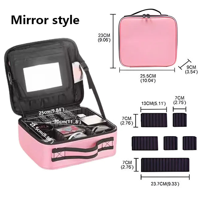 Waterproof Travel Makeup Case - Professional Cosmetic Organizer Bag