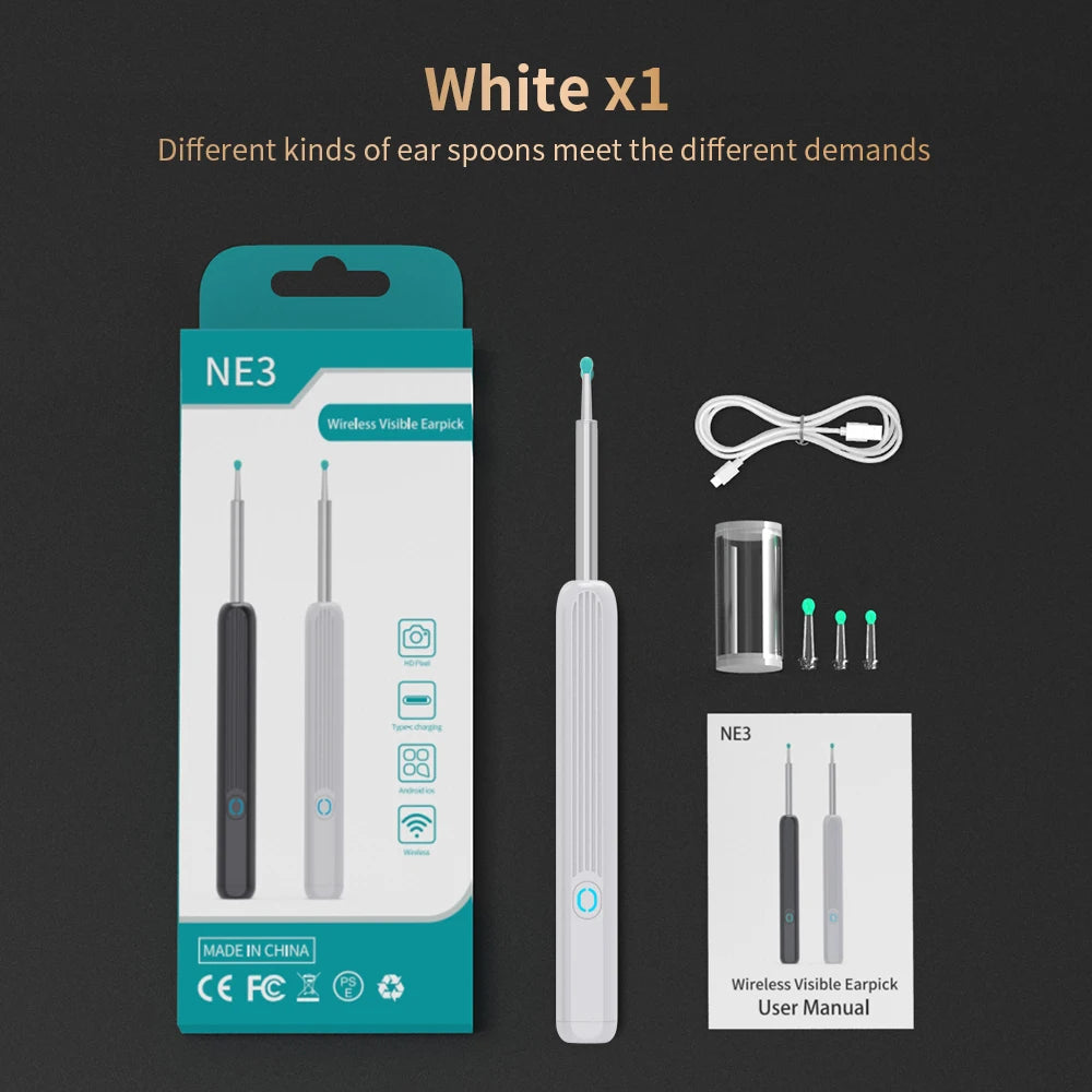 NE3 Wireless Ear Cleaner Camera - LED Otoscope Cleaning Kit