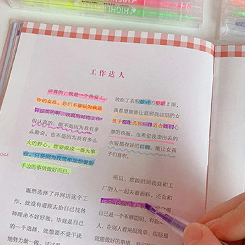 Double-Head Pastel Highlighter Set - 3/6 Color School Office Markers