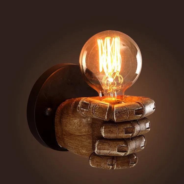 Retro Resin Fist Wall Sconce for Indoor Decor