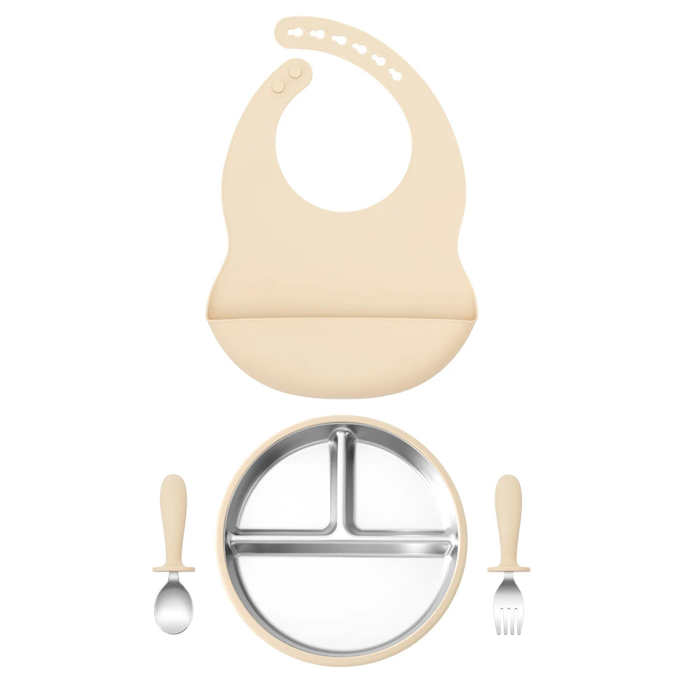 4-Piece Silicone Baby Feeding Set with Bib