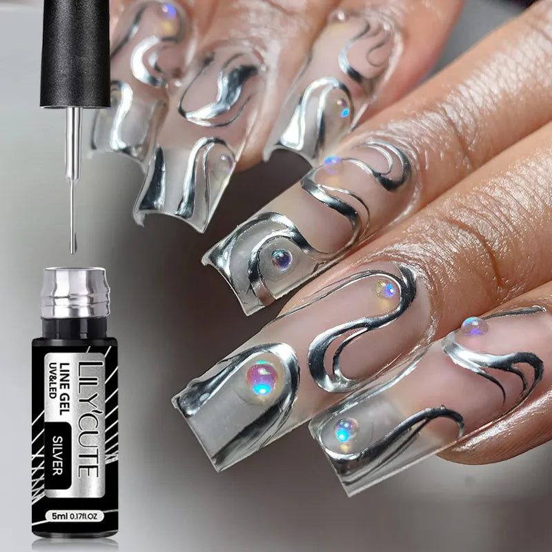 LILYCUTE 5ml Reflective Glitter Nail Liner Gel - Sparkle Art Polish